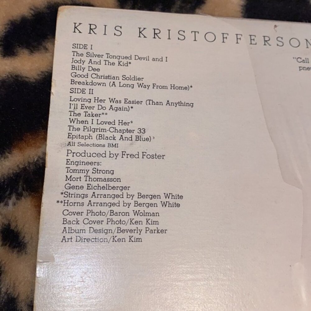 Vintage Kris Kristofferson Vinyl Record - Picture 3 of 5